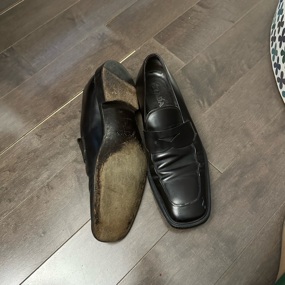 Prada Men's Classic Black Leather Slip-Ons - Picture 2 of 2